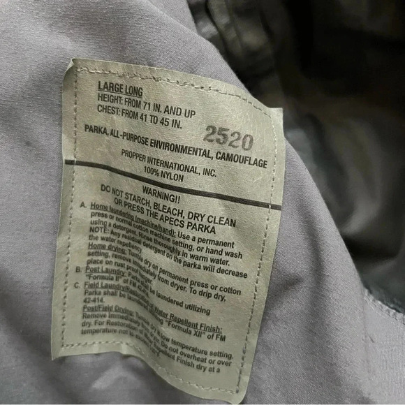 USAF Military AIR FORCE Tiger Stripe Parka GoreTex Rain Coat Men Sz large long - Picture 5 of 16